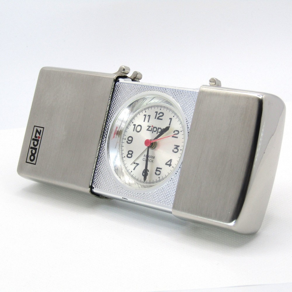 Zippo Time Boss Silver Alarm Clock Table Watch running
