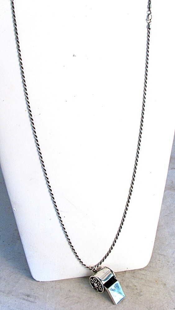 STERLING SILVER COACH'S WHISTLE w 30" CHAIN