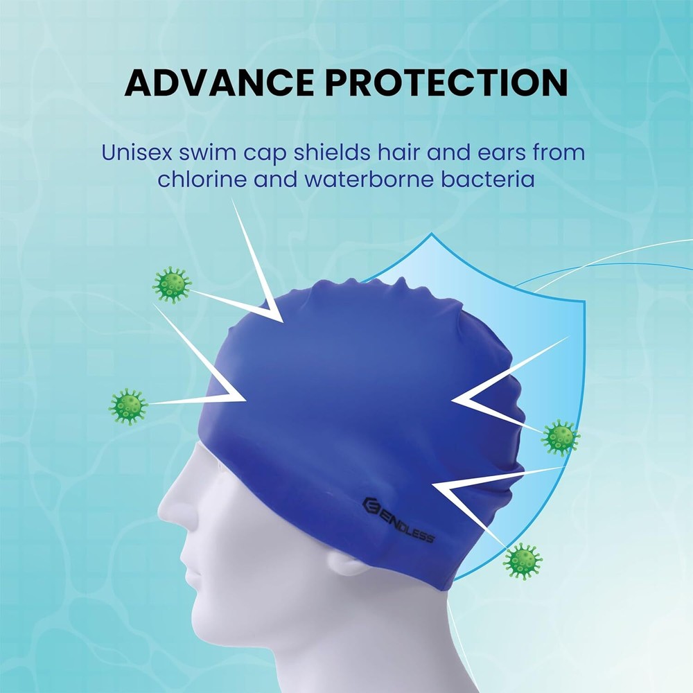 Endless EL1019 Classic Comfortable Plain Silicon Swimming Cap | Blue