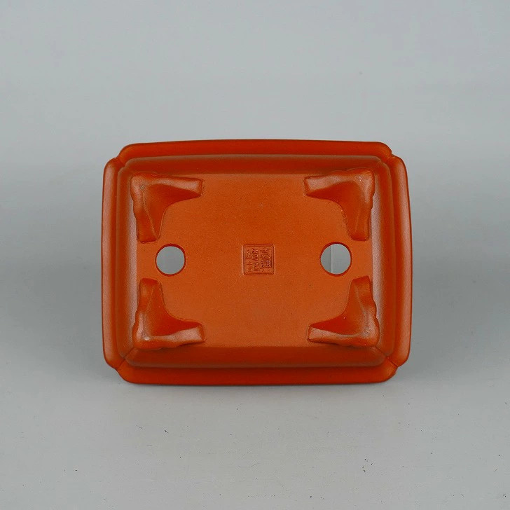 Ikko Watanabe Small Rectangular Bonsai Pot 15.2cm (6.0in) Mud Glaze, Cloud Foot