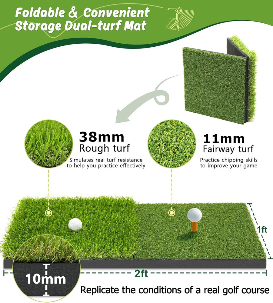 Golf Training Net Swing Practice Mat Chipping Driving Range Backyard Home 10x7ft