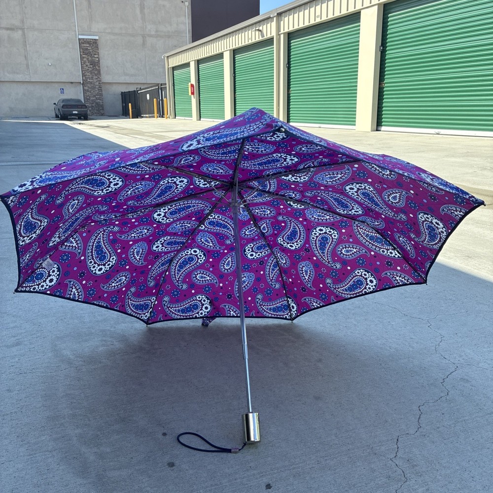 Vera Bradley Automatic Open/Close Umbrella Violet Paisley