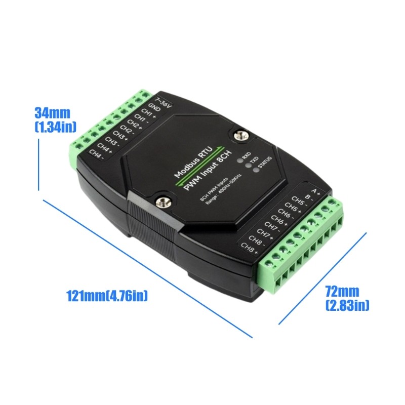 DIN Rail Mountable 8Port PWM Pulse Input Module With Modbus RTU Interfaces