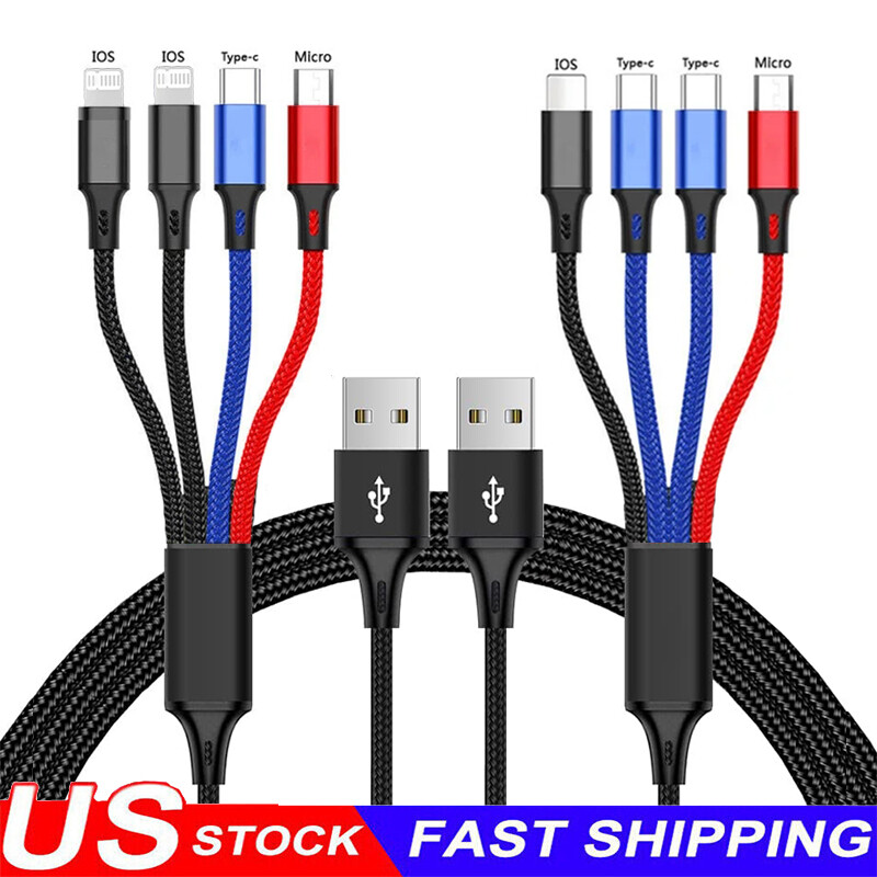 4 in 1 Multi USB Charging Cable Fast Charger Cord For iPhone/Type C/Micro -2024