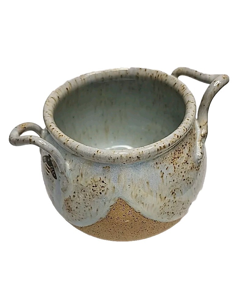 Glazed Ceramic Bowl/ Vase/ Pot With Handles Bees