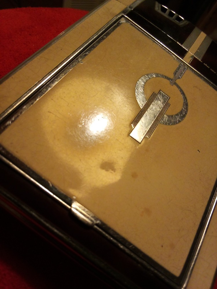 1930s Deco Ronson Cigarette Case Lighter Compact