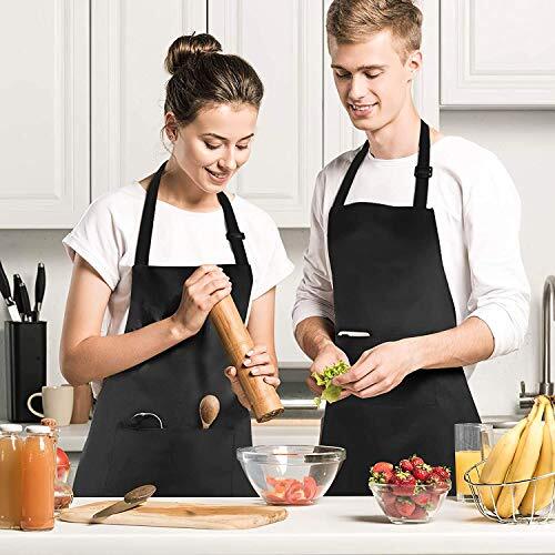 4 Packs Chef Apron Waterproof Apron, Adjustable Apron Polyester Blend Black