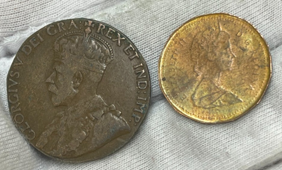 Early Canada 2 Coins lot Mint Error? Damaged? Unknown