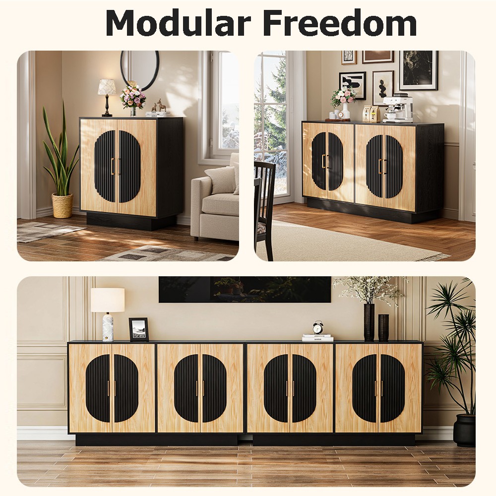 Modern Fluted Buffet Cabinet Accent Sideboard with Storage Dispaly Sideboard