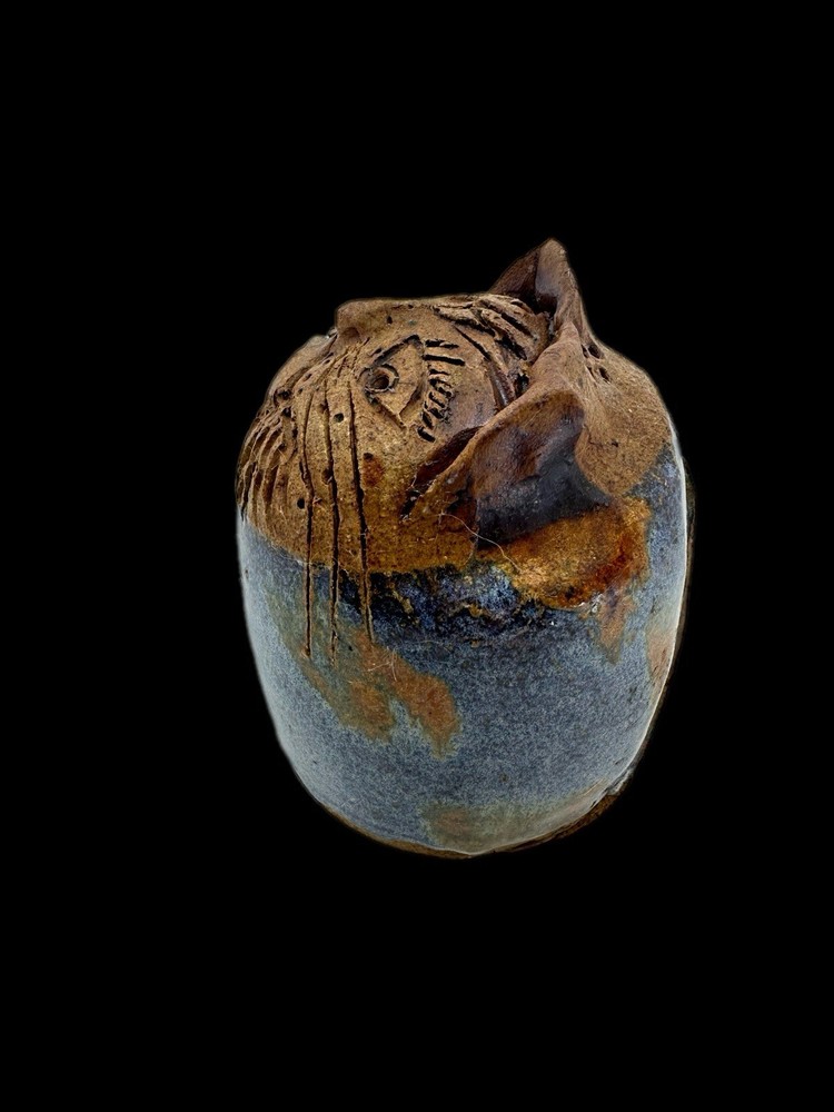 Signed Shaw Studio Pottery Cat Salt Shaker Art Display Piece Stoneware 3.5”