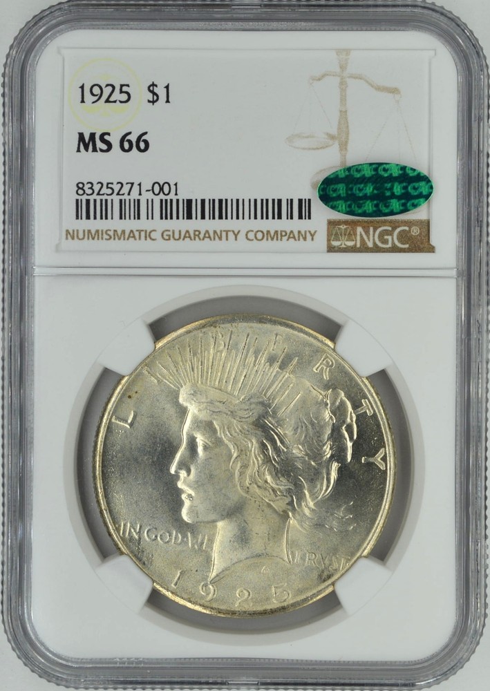 1925 PEACE DOLLAR S$1 NGC MS 66