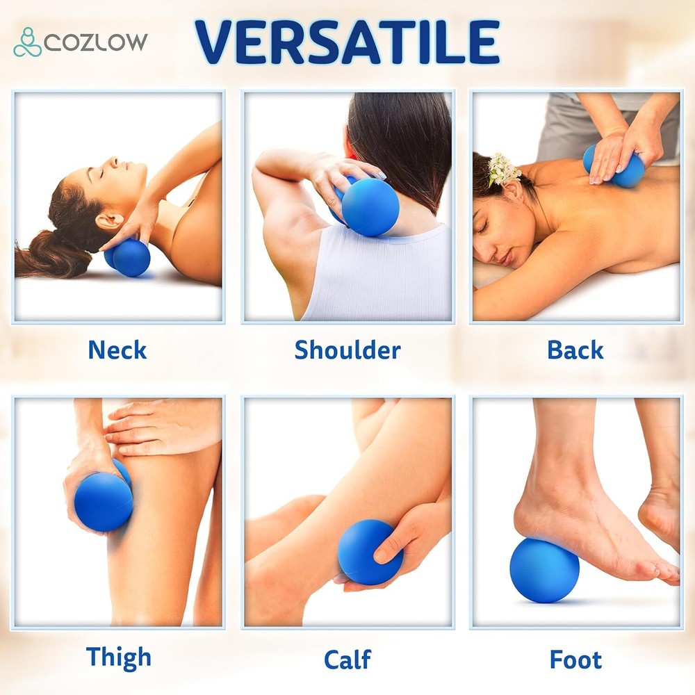 Double Lacrosse Massage Ball - Cobalt Blue - Peanut Trigger Point Roller for ...
