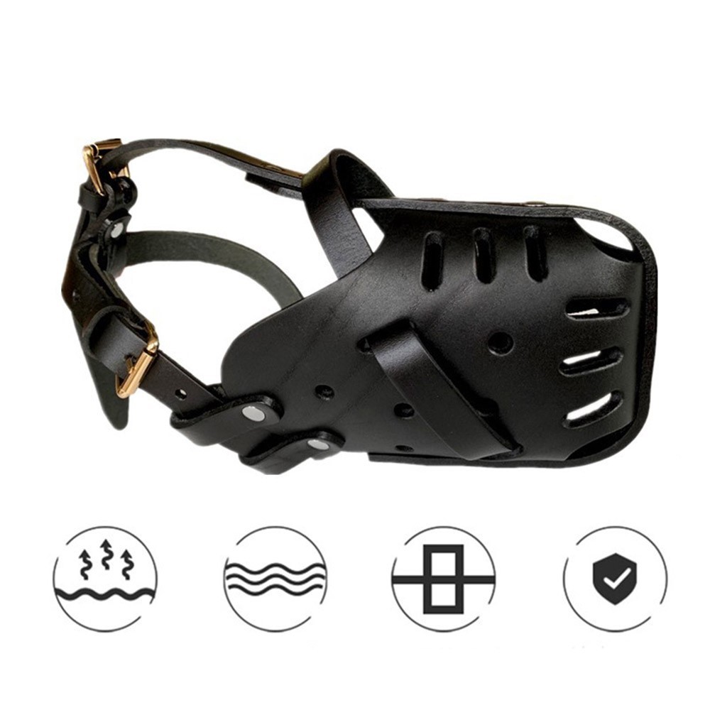 Adjustable Leather Dog Muzzle for Bite Prevention Training Chew Proof Design