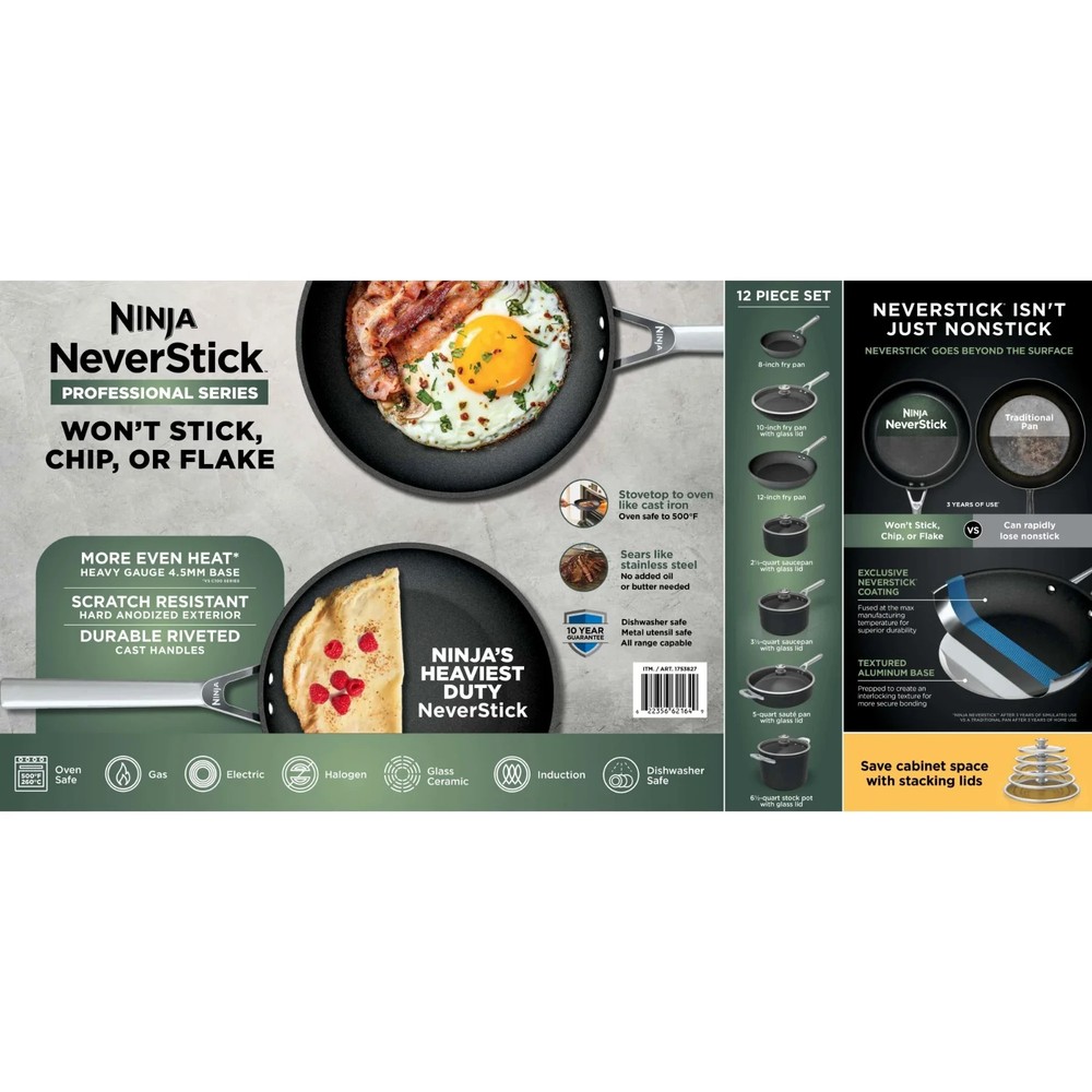 Ninja NeverStick Professional Hard-Anodized 12-Piece Cookware Set, C39012