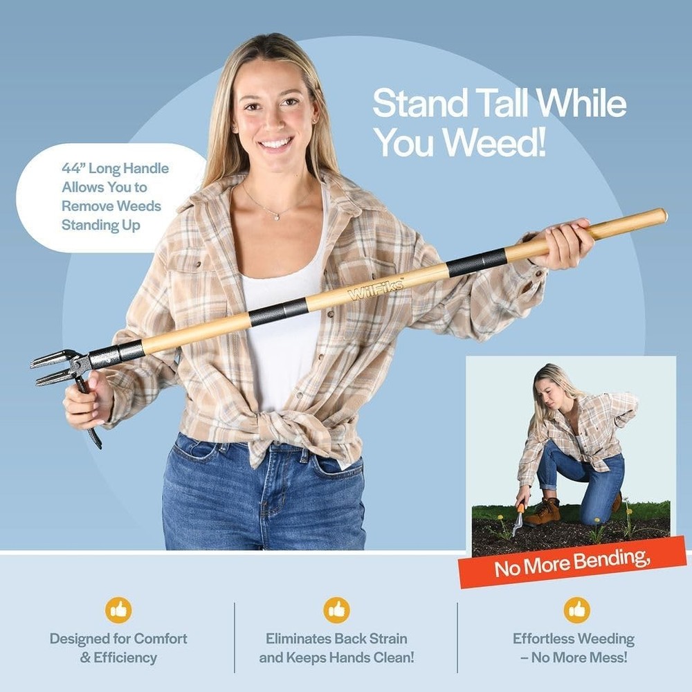 Compact Bamboo Hand Weeder Tool - Effortless & Comfortable Garden Maintenance