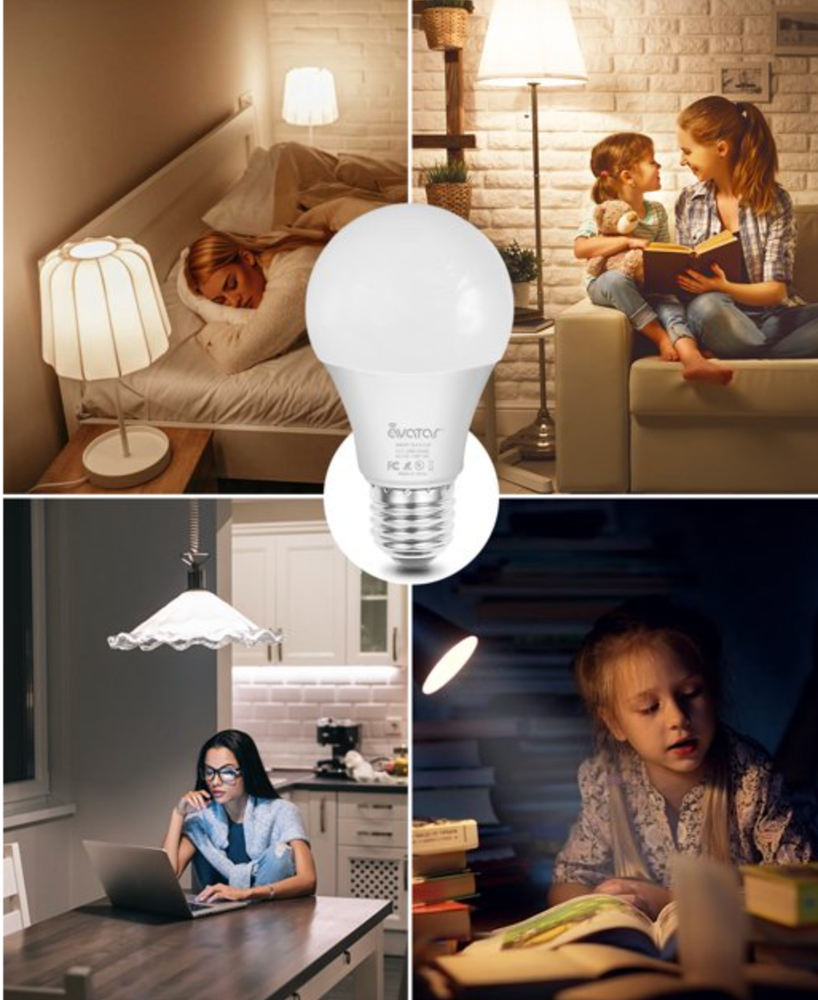 4 Pack Smart Light Bulb APP WiFi LED Lighting Work Alexa&Google E26 8W 800LM