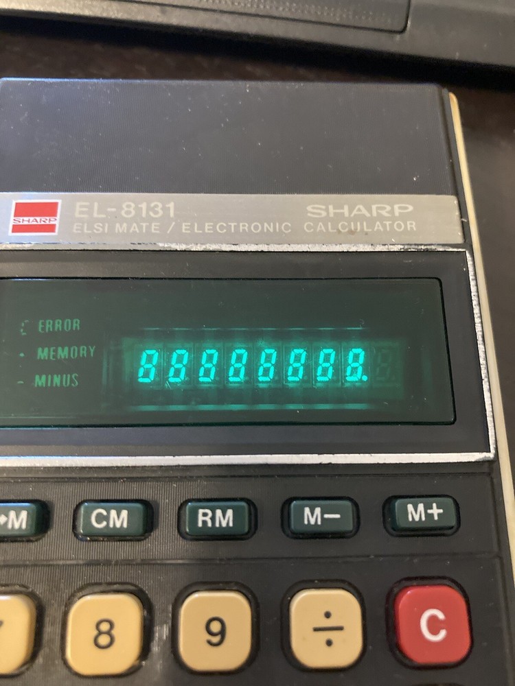 Sharp Electronic Calculator EL 8131 Tested Works Green Display w/ Case Preowned