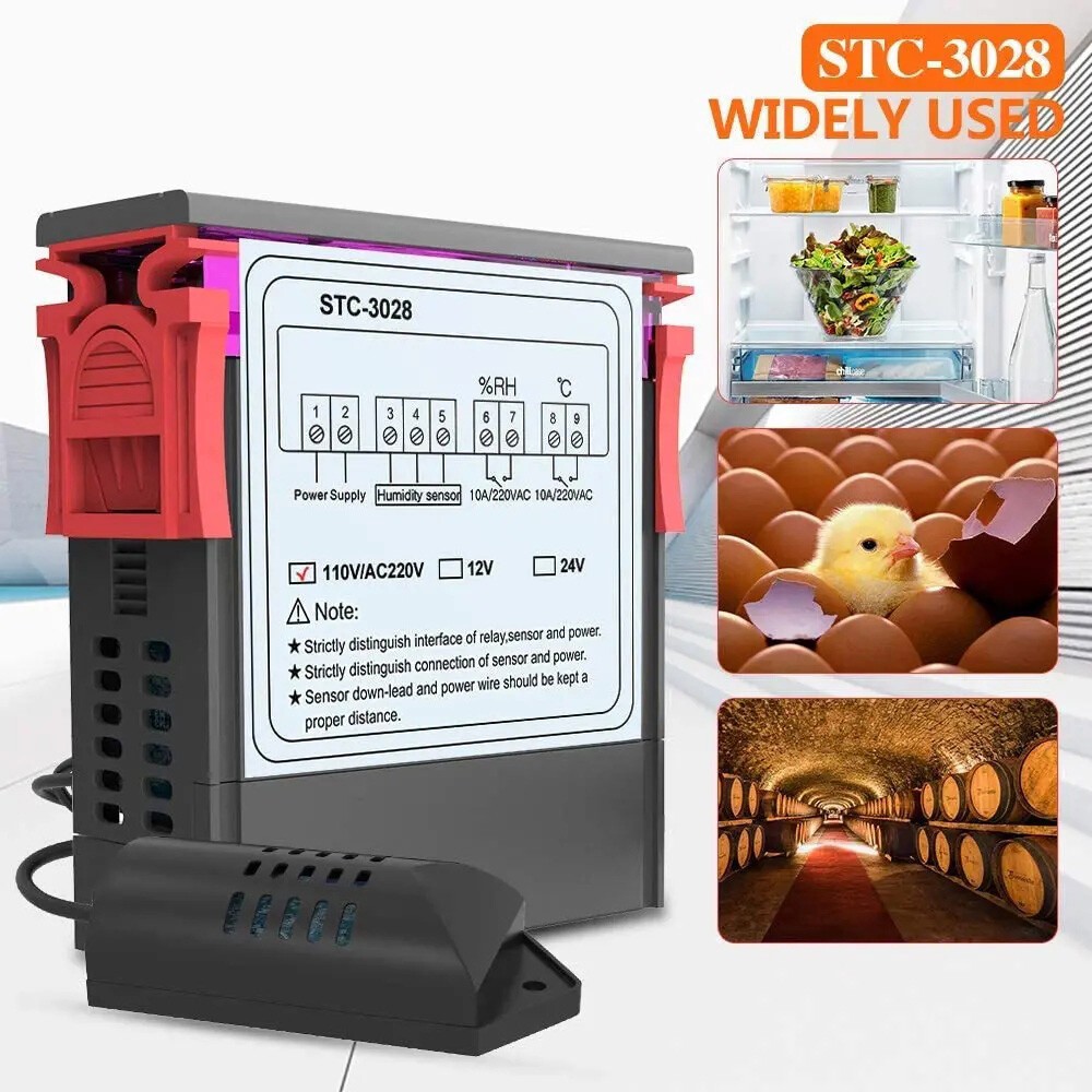 2Pack STC-3028 Dual LCD Digital Thermostat Temperature Controller AC110-220V