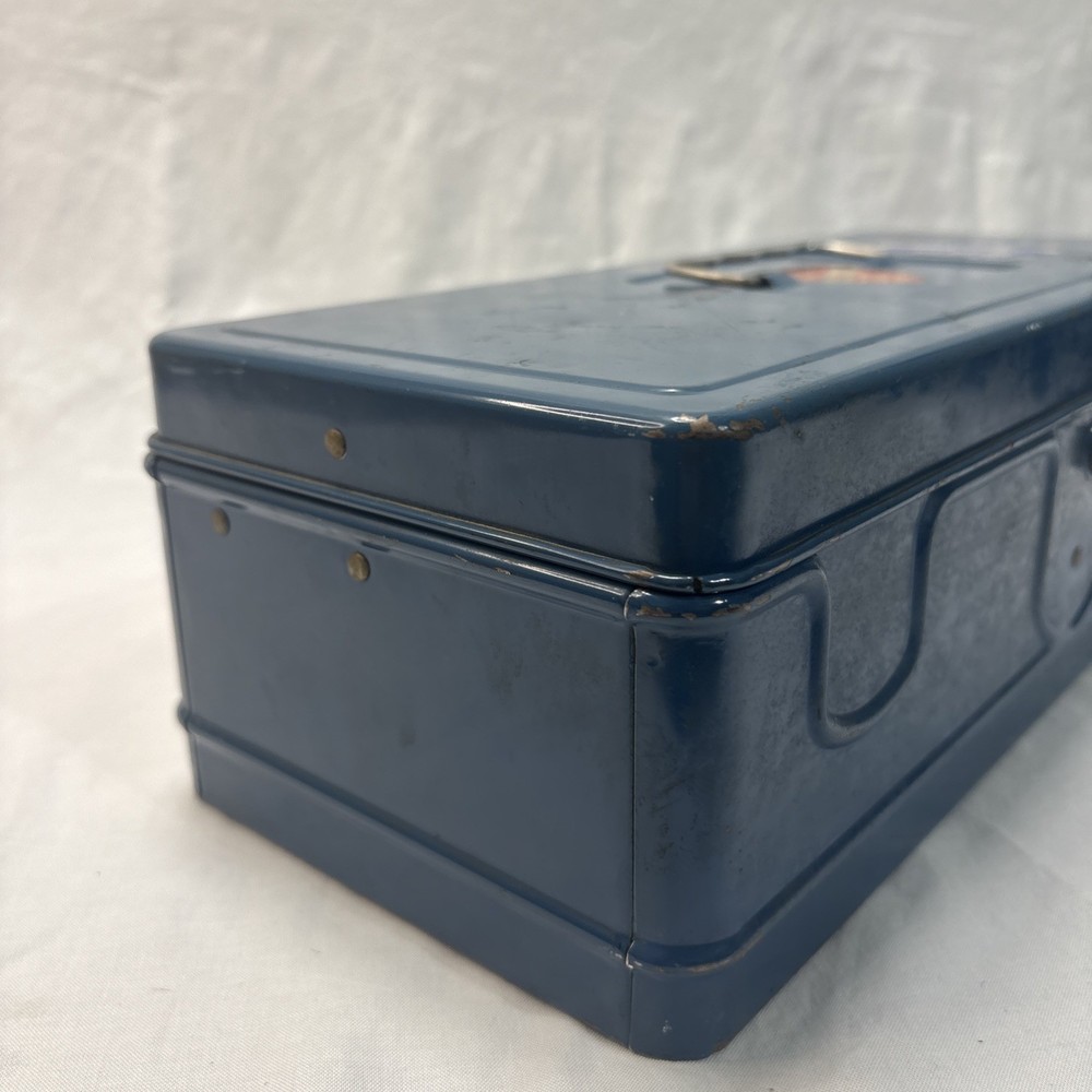 Vintage Mastercraft Blue Metal Tool Tackle Box Walgreen's