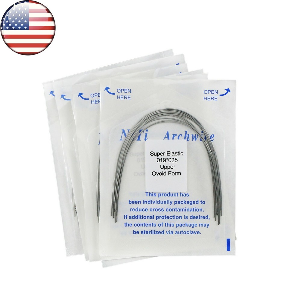 US 10Pack Dental Ortho Arch Wire Round/Rectangular Niti Elastic Ovoid Form