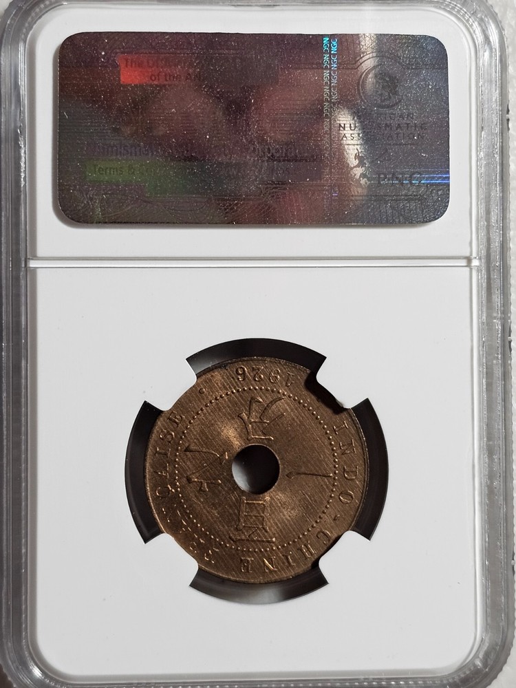 French Indochina 1 Cent 1926A NGC MS 64 RB