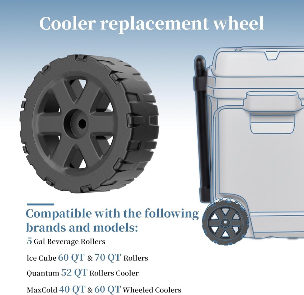 Igloo Cooler Wheel Replacement Kit - Fits 5 Gal Beverage Rollers, Ice Cube 60/70