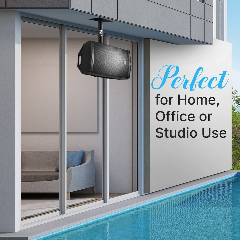 Pyle Speaker Wall Ceiling Mount Stand - Black Speaker Mounting Bracket w/ Adj...