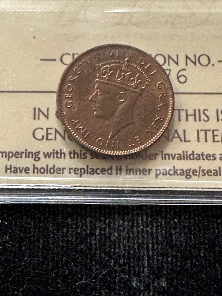 1943c Newfoundland Small ¢1 Cent, ICCS Graded**MS-64** Cert# XEV 876