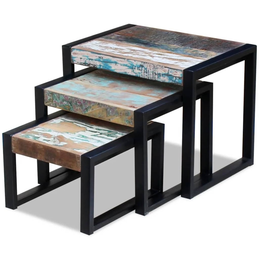 Side Table Set of 3 Varies Solid reclaimed wood Small to medium