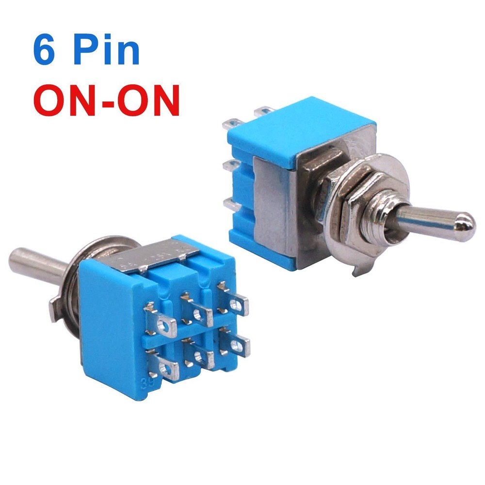 10pcs Dpdt Mini Toggle Switch 6pin 2 Position On/on Miniature Toggle Switch 6a 1