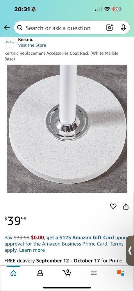 Kertnic Replacement Accessorie Coat Rack White Marble Base