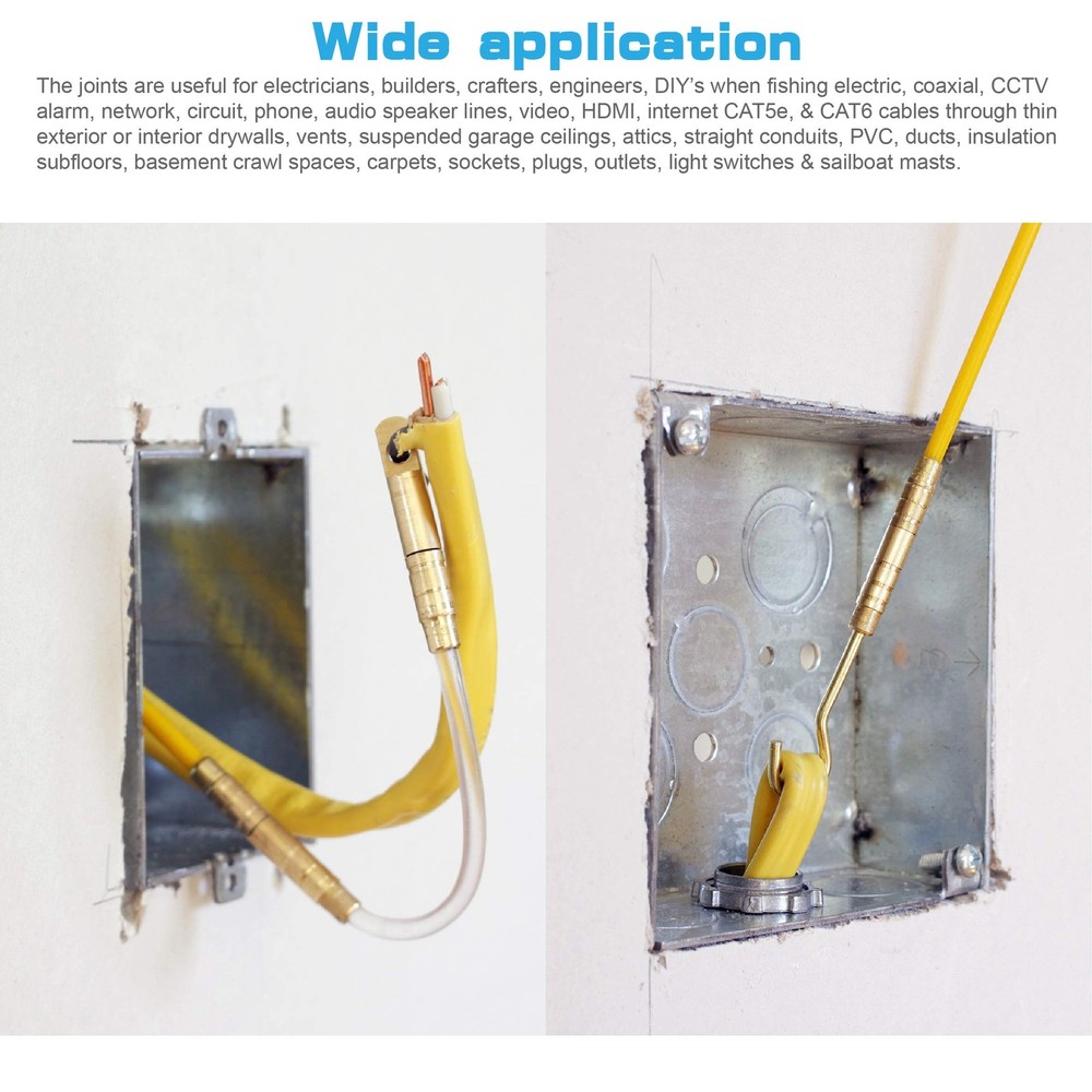 65 Feet Fish Tape Wire Puller Through Wall Electrical Pull Push Kit Conduit