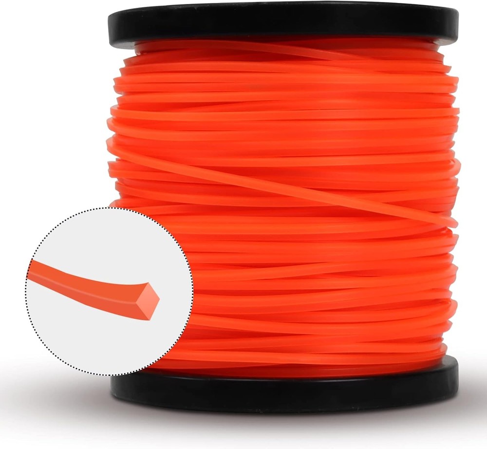String Trimmer Line, Square Orange Heavy Duty Weed Eater String, Premium Nylon U