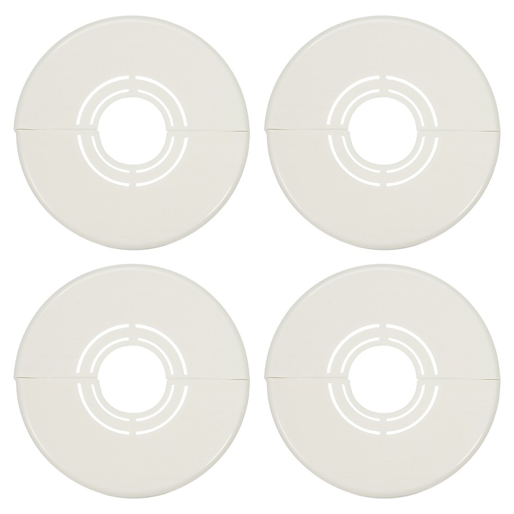 4pcs Wall Split Flange 0.59" Plastic Round Split Flange Pipe Cover, White