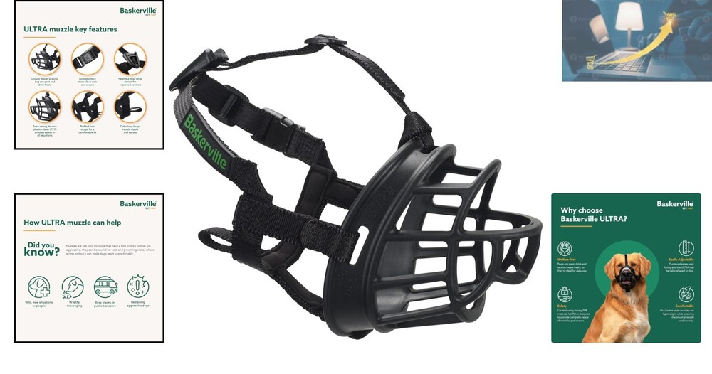 Ultra Dog Muzzle, Size 5 - Durable, Lightweight & Comfortable for Large Dogs