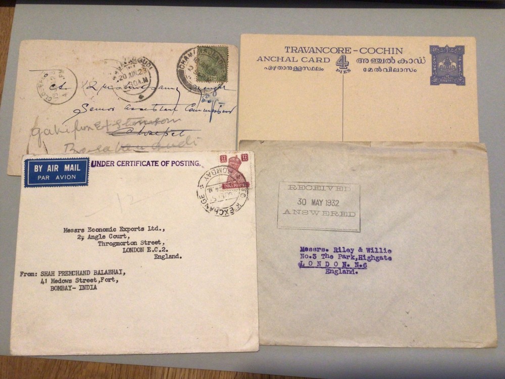 British India 4 vintage  postal covers   Ref 64142