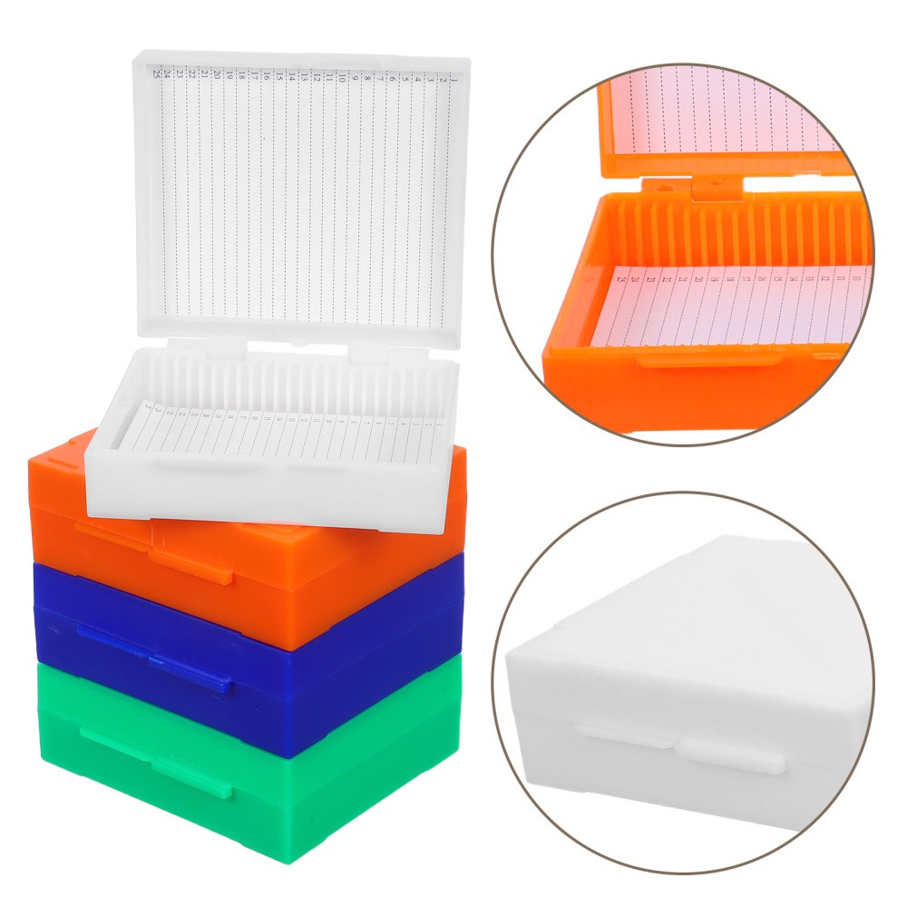 4X Laboratory Slide Holder Plastic Boxes 25 Slots Microscope Slide Storage