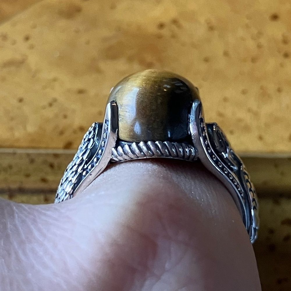 Natural Tiger’s Eye Eagle Ring Size 9