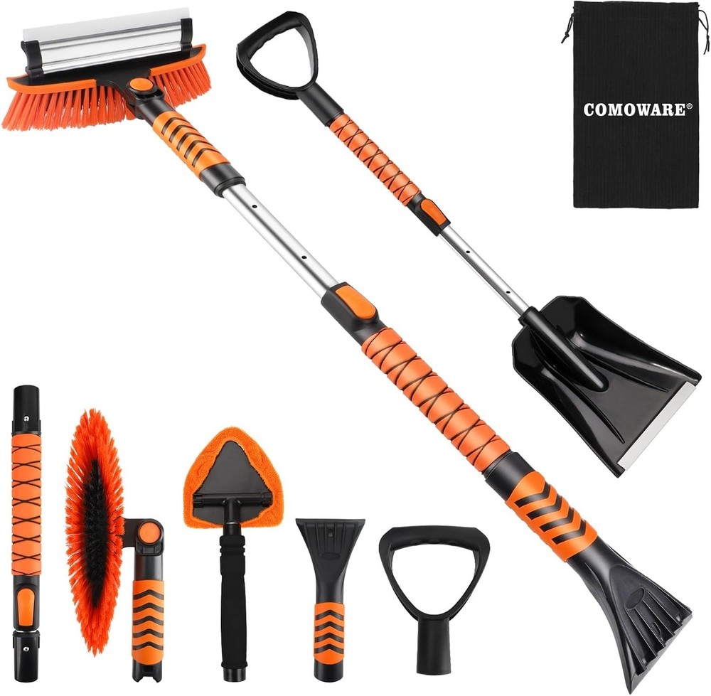 Extendable for Car, Ice Scrapers for Car Windshield Combo Kit with 270° Pivot...