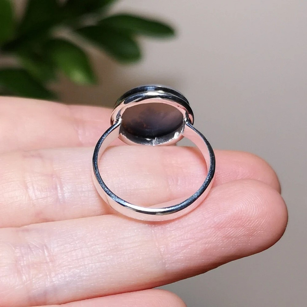 scenic Dendritic Agate Sterling Silver Ring US size 8.75