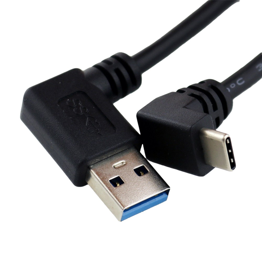 USB 3.0 A Male Left Angle to USB 3.1 Type C UP angled Fast Data Sync Cable 3FT