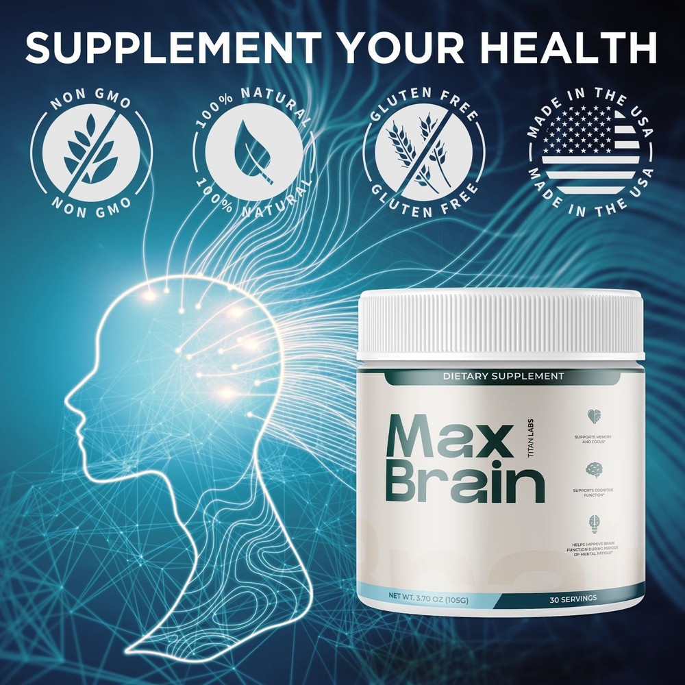 (2 Pack) Max Brain Powder Natural Brain Support Supplement MaxBrain 60 Servings