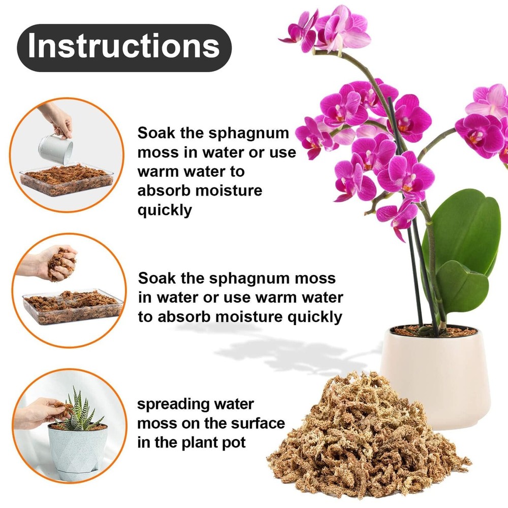 3 Oz Sphagnum Moss for Orchids - Sukh Peat Plants Dried...