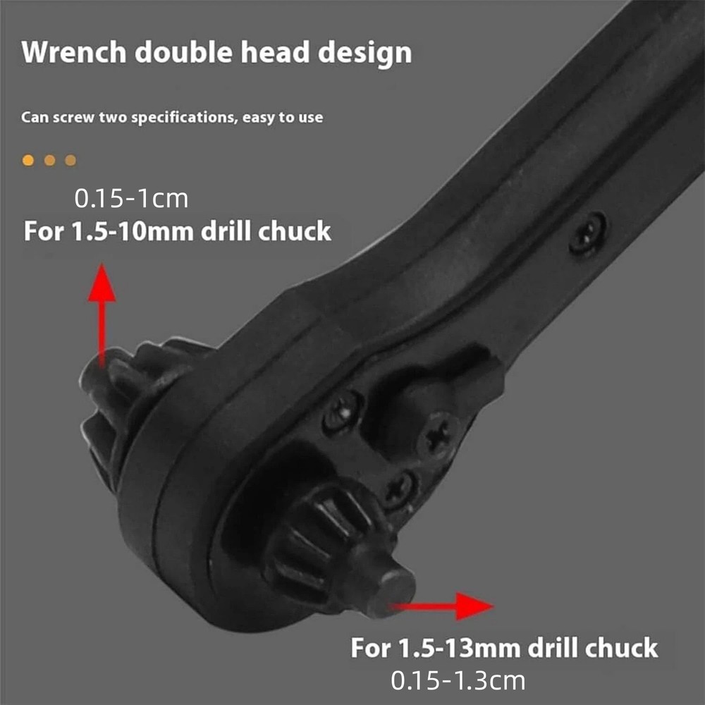 Ratchet Action Drill Chuck Key 2-in-1 Universal Wrench Set with Three Socket