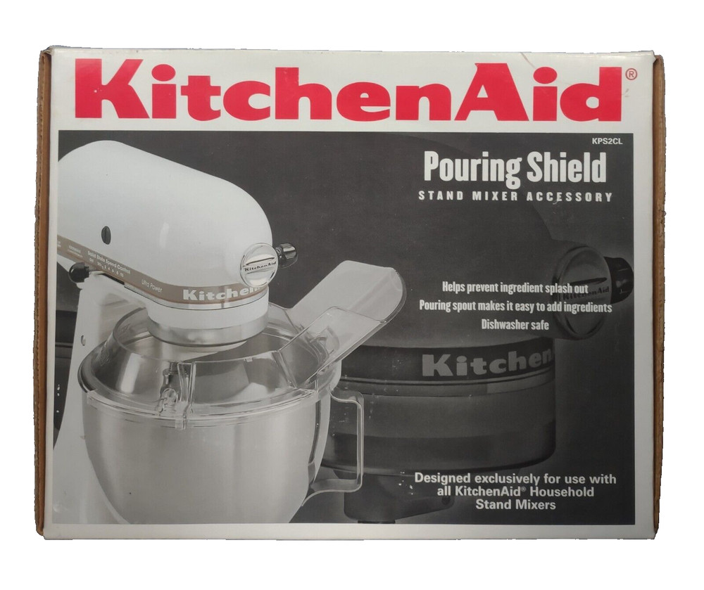 KitchenAid POURING SHIELD ~ Stand Mixer Accessory ~ Clear ~ Model KPS2CL ~ Boxed