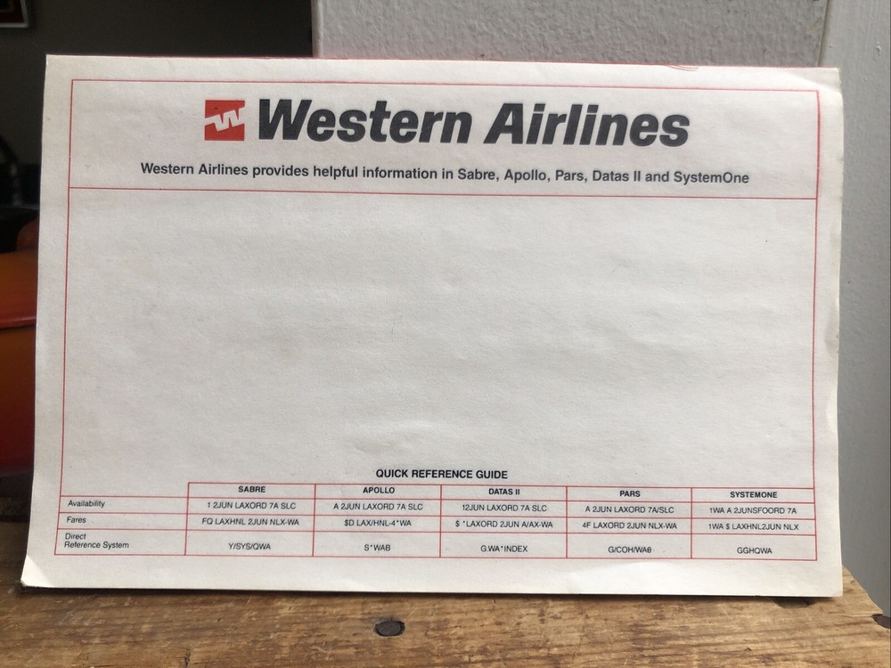 Vintage Western Airlines Notepad Memo Pad