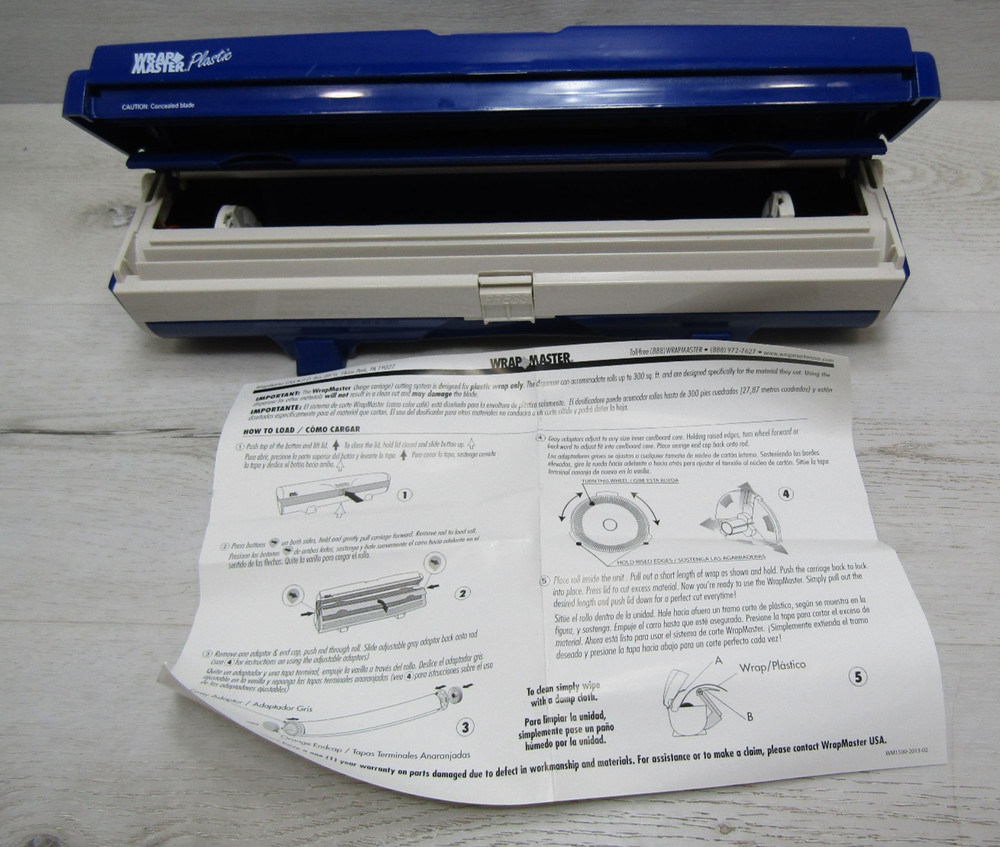 Wrapmaster Blue Plastic Wrap Dispenser Model 1500