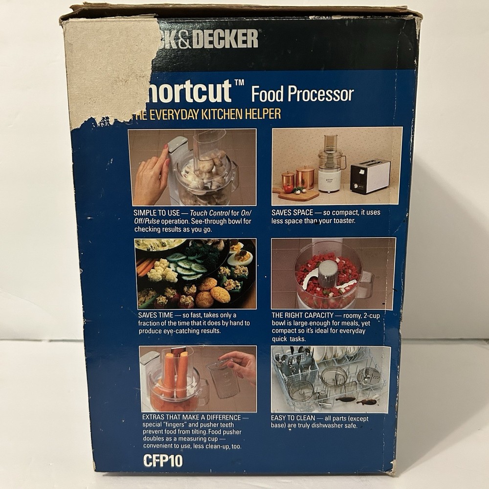 Vintage Black & Decker Shortcut CFP10 Food Processor Tested Working w/ Box