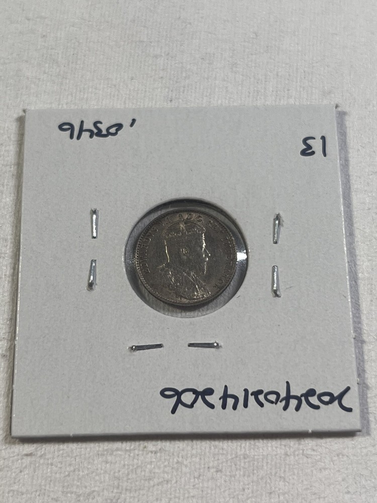 1906 Canada 5 Cents Small Silver Coin Cleaned