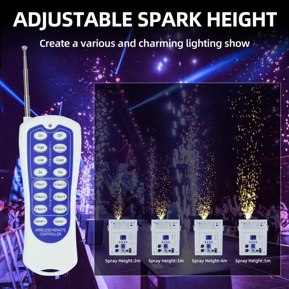 2Pcs Cold Spark Machine 750W Firework Machine DMX512 DJ Stage Effect with Handle